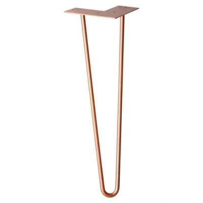 Image of WAGNER furniture leg/table leg/furniture foot HAIRPIN leg retro style steel powder coated copper, 12 x 40 cm, conical/sloping, with integrated screw on plate 12824401