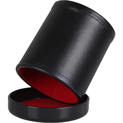 Image of Leather Dice Cup Set Shaking Black Mute Board Games Accessory Simple Cups