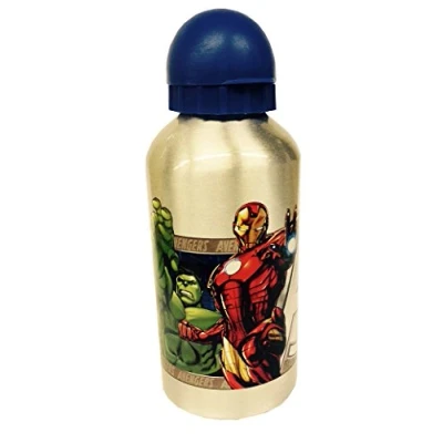 Image of AVENGERS IRON MAN HULK KID BOYS POP UP ALUMINIUM JUICE DRINK WATER TRAVEL BOTTLE