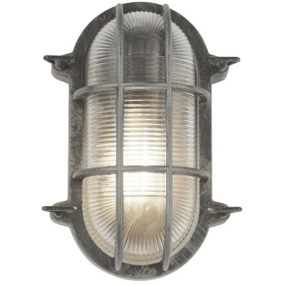 Image of Searchlight Porto bulkhead light, oval, black silver