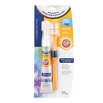 Image of ARM &amp; HAMMER Fresh Spectrum Coconut Dental Kit for Dogs, Includes Dog Toothpaste Toothbrush Finger Brush, Removes Plaque Tartar, 360 Brush Deep Cleans all Tooth Surface, Easy to Use Oral Care