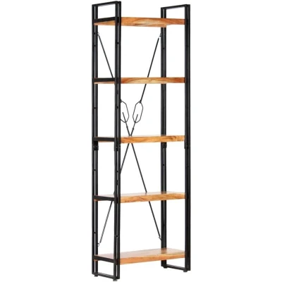 Image of vidaXL 5 Tier Bookcase 60x30x180 cm Solid Acacia Wood