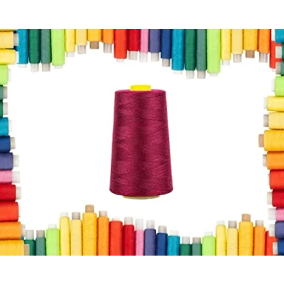 Image of Rohans Overlock Yarn 40/2 (120), 5000 Yards (4570 Meters) Sewing Thread Cones, Machine Multi Colour 100% Polyester Material (Wine 1)