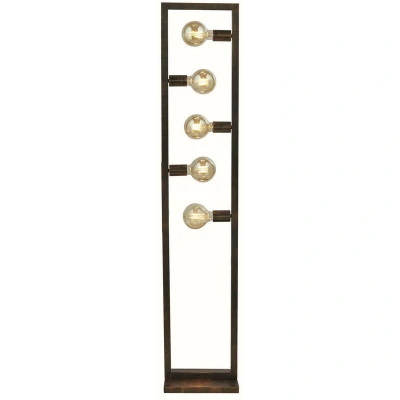 Image of Oblong 5 Light Floor Lamp Rustic Brown Metal