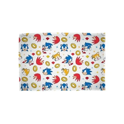 Image of Character World Sonic Official Fleece Throw Blanket Super Soft, the Hedgehog Design Warm Soft Feel White Perfect for Home, Bedroom, Sleepovers &amp; Camping Size 100 x 150cm