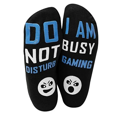 Image of Gamer Socks Do Not Disturb I&#039;m Gaming Novelty Funny Gifts for Men Teenage Boys Kids Sons Husbands Boyfriends Presents (Blue)