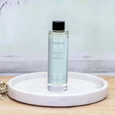 Image of Stoneglow Modern Classics Collection Sea Salt &amp; Oakmoss 210ml Scented Reed Diffuser Refill (Glass Bottle)