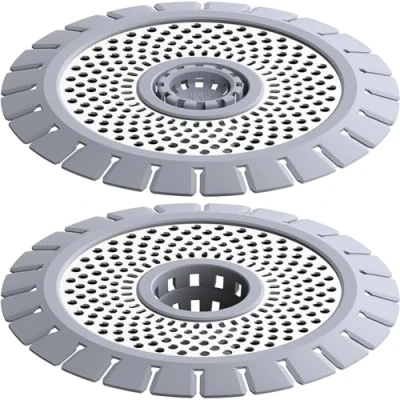 Image of Stainless Steel and Silicone (Cool Grey) 4.3inch Good Grips Easy Clean Shower Stall Drain Protector,Shower Hair Catcher Strainer Cather Trap 2Pack