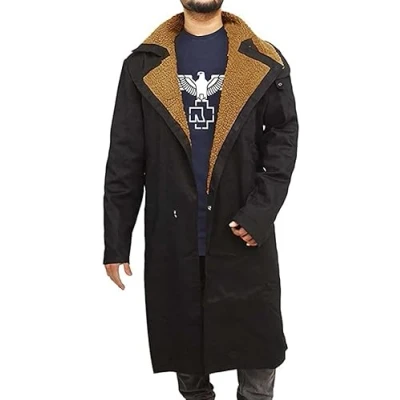 Image of Fashion_First Blade Runner 2049 Officer K Fur Lapel Ryan Gosling Black Cotton Coat