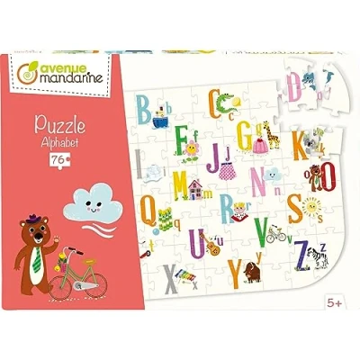 Image of Avenue Mandarine Ref PU020C 76 Piece Alphabet Puzzle Observation &amp; Association Skills, 56 x 40cm, Discover Uppercase Lowercase Letters, Suitable for Ages 5+