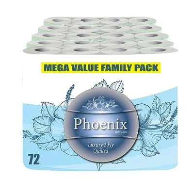 Image of 72 Rolls of Phoenix Quilted 2 Ply Soft White Toilet Paper Roll