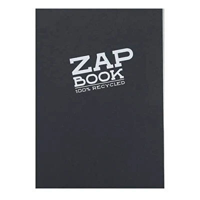 Image of Clairefontaine 3364C Zap Book Glued Notebook 160 Sheets 100% Recycled Sketch Paper A5 14.8x21 cm 80g Black Cover Pack of 5 Notebooks