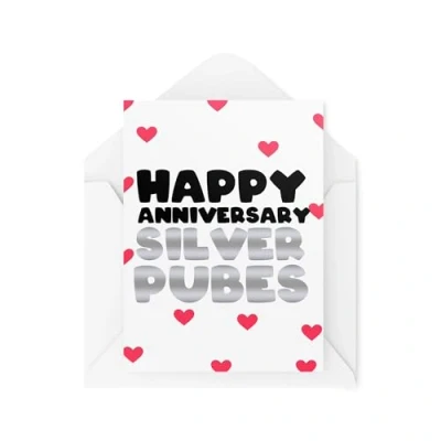 Image of Funny Anniversary Cards Happy Silver Pubes Grey Hair Joke Husband Boyfriend Flirty CBH1930