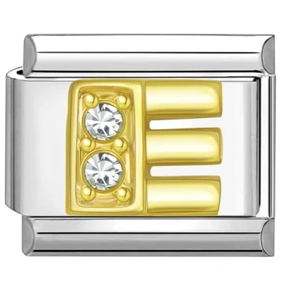 Image of Quiges 9mm Italian Style Charm Link Module Stainless Steel Alphabet Letter E for Bracelets
