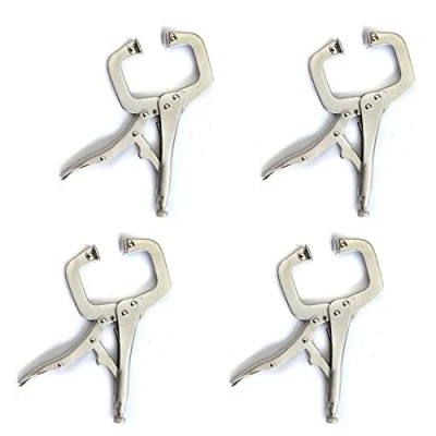 Image of NUZAMAS (Set of 4) 6&quot; Locking C Clamp with Swivel Pads Steel Plier Vice Welding Vise Tools