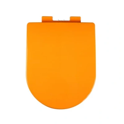 Image of Giural D Shaped Soft Close Toilet Seat with Quick Release, Top Fixing Seats Adjustable Hinges, Colored Shape/U Shape Lid Loo Seat,Orange