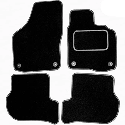 Image of Sakura DD2081GY Tailored Car Mats, Black with Carpet Heelpad Grey Trim