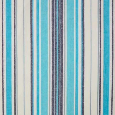 Image of HOMESCAPES 100% Cotton Blue &amp; White Stripe Furnishing Fabric ‘New England Stripe’ 150cm Wide Thick Yarn Dyed Woven for Curtains Cushions Soft Furnishings Upholstery, Per Metre