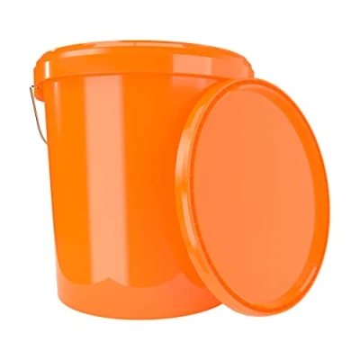 Image of Bucket with Lid 16 Litres Orange Food Safe Airtight and Stable, Empty Handle Closure for Chemistry Wall Paint Washing Powder Adhesives Suitable