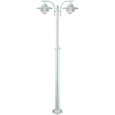 Image of Oslo Outdoor 2 Light Lamp Post Galvanized , IP55, E27