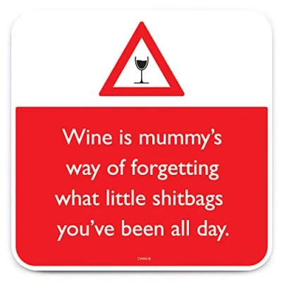 Image of Brainbox Candy Funny Rude &#039;Wine Sh*tbags Coaster&#039; Small Gift Ideas for Him Her Friends Birthday Housewarming Present New Home Gifts Women Men