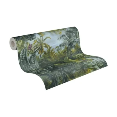 Image of Livingwalls My Home Spa 383561 Non Woven Wallpaper Jungle Dark Green Vintage 10.05 x 0.53 m Made in Germany