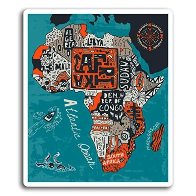 Image of 2 x 10cm Africa African Map Vinyl Stickers Sticker Decal Laptop Luggage #19426 (10cm Tall)