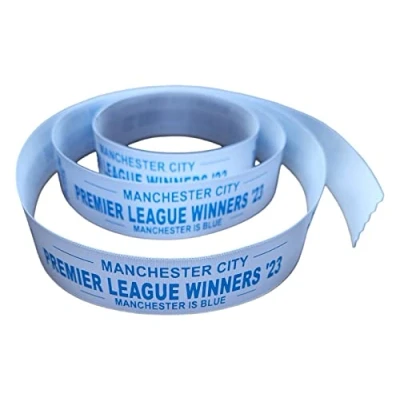 Image of Man City League Winners 23&#039; Ribbon 25mm Wide (1 Metre)