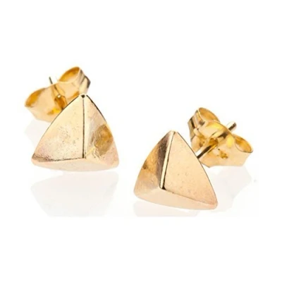 Image of 9ct gold geometirc pyramid stud earrings. Gift box