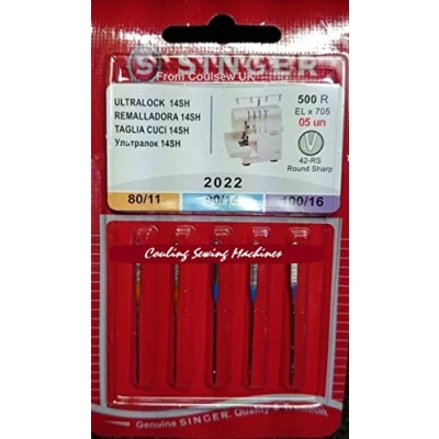 Image of Singer N2022B05AS500R Overlock needles 2022 5 mixed needles, Silver, Metal, 0.1 x 4 cm