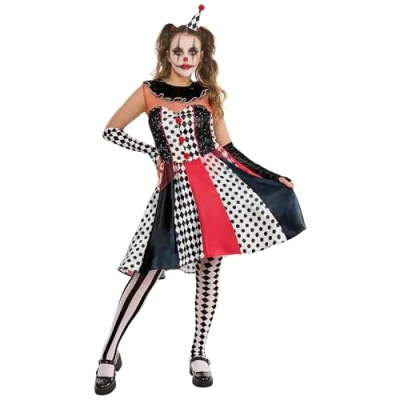 Image of Rubies 1001699XS000 Monochrome Clown Dress Adult Fancy, Women, Multicoloured, 6 8