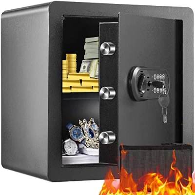 Image of VEVOR Safe, 1.8 Cubic Feet Home Steel Security Safe with Digital Keypad and 2 Keys, Cabinet Fire proof Bag, Protect Cash, Gold, Jewelry, Documents for Home, Hotel, 15.8x13x16.9 inches