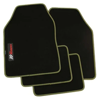 Image of PETEX Carbon Car Mat Universal 4 Piece Black/Yellow