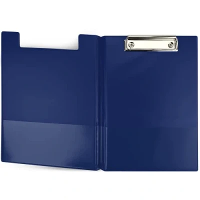 Image of Netuno Clipboard Folder A5 with Clip Dark Blue DIN Lid Writing Board Metal Hard Plate Plastic Pad Document Holder Pack of 1