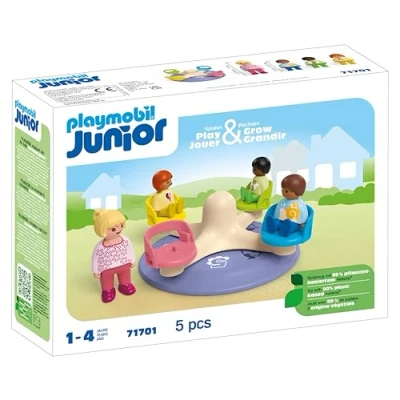 Image of PLAYMOBIL 71701 JUNIOR Number Merry Go Round, Developmental early learning toys For toddlers with rotating wheel, educational toys, made from over 90% plant based plastics. Children 12 months +