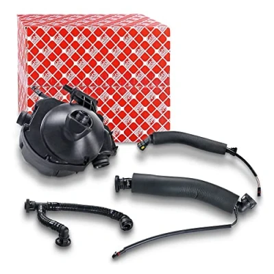Image of 11157522931, 11157567801, 11617531423, 11617531423S1, 11617559530 Oil Trap, crankcase breather FEBI BILSTEIN 170592 with venting hoses BMW: Z4 Coupe