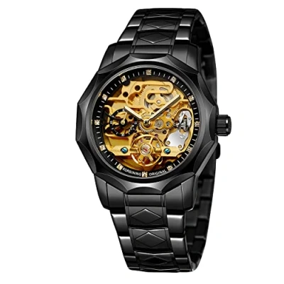 Image of BOLYTE Tourbillon Design Men&#039;s Analog Automatic Stainless Steel Wrist Watch Mechanical Skeleton Male Clock (8240 black)