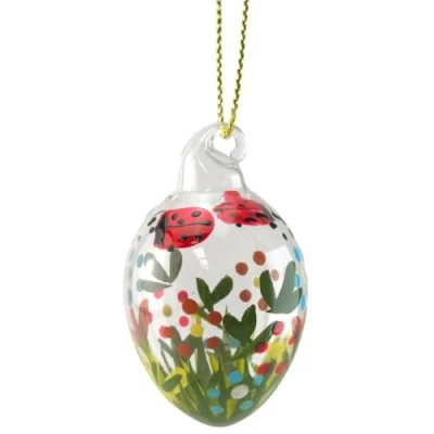 Image of Crafty Capers Ladybird Garden Mini 4cm Glass Egg Easter Tree Decoration