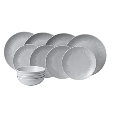 Image of Royal Doulton Gordon Ramsay Maze 1054416 12 Pc Dinnerware Set Light Grey,Stoneware