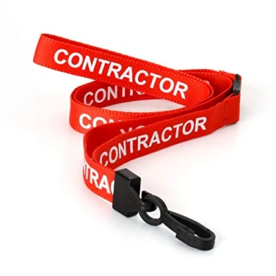 Image of CKB LTD Red Contractor Lanyards Breakaway Safety Lanyard Neck Strap Swivel Plastic Clip for ID Card Holder Pull Quick Release Design Pack of 100