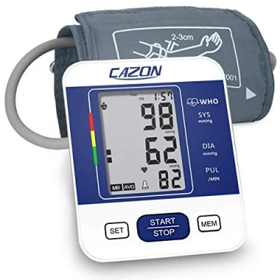 Image of CAZON Blood Pressure Monitors Large Cuff Machine Medical BP Monitor Upper Arm for Home Use Heart Rate Hypertension Monitor, 22 40cm LCD Display (Blue)