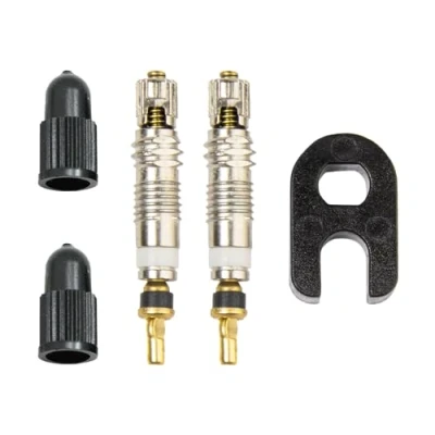 Image of Weldtite Valve Core and Caps Kit (For Presta Valves), 5028,Black/Silver