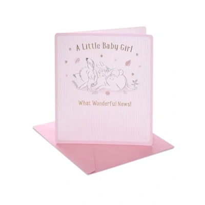 Image of UK Greetings Disney Bambi New Baby Girl Card for Him/Her/Friend Sweet &amp; Thumper Design