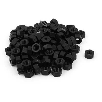 Image of Sourcingmap M6 Thread Insert Lock Screw Fastener Nylon Hex Nuts Black 100pcs