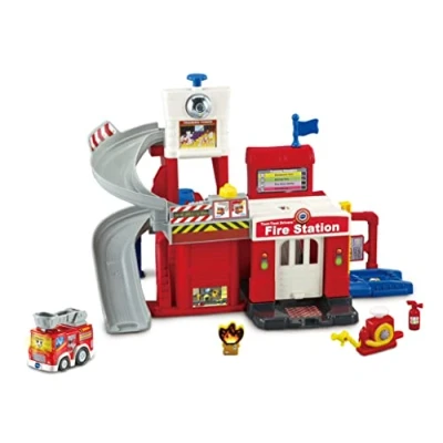 Image of VTech Toot Drivers Fire Station, Car Playset Includes Engine Toy Car, Vehicle Tracks for Kids with Lights and Sounds, Toddlers, 12 Months, 2, 3, 4 + Years, English Version