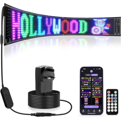 Image of Large Programmable LED Sign, 37&#039;&#039;x8&#039;&#039; Flexible 12V Indoor Store Sign with Remote, Scrolling Bluetooth APP Control Custom Text Pattern Animation digital Display for School Hotel