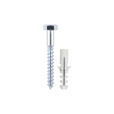 Image of 11x TIMCO Coach Screw &amp; Nylon Plugs Zinc 08100CSCNP Pack of 2