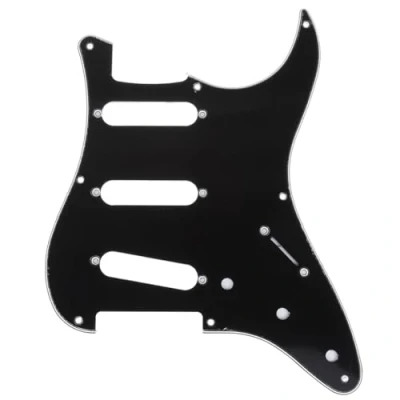 Image of Musiclily Pro 8 Hole Guitar Strat Pickguard for JPN Fender Japan 57 Vintage Style Stratocaster, 3Ply Black