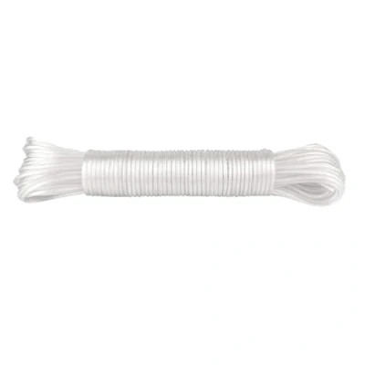 Image of IDEA HOME Washing Line Rope CRISTAL 20m Clothes Lines for Outside Heavy Duty Plastic Outdoor Robust made of Polyester Core and Coating, Transparent White