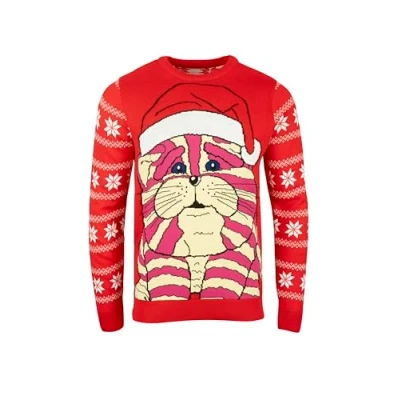 Image of Bagpuss Soft Childrens 1970s TV Show Cat Official Licensed T Shirt Novelty Christmas Jumper Sweater (UK, Alpha, M, Regular, Red)